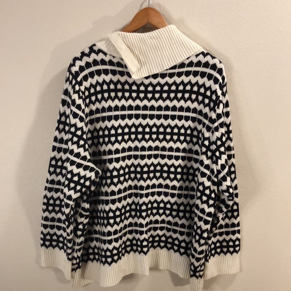 Talbots Sweater Black & White, Split Neck 3X - Picture 5 of 5